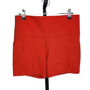 Athleta Salutation Stash 5" Shorts, Pockets,High Rise,  Orange, Size Large